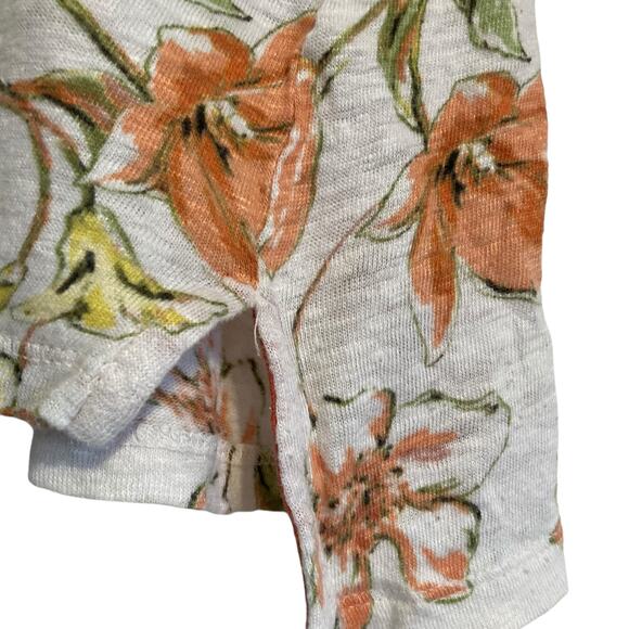 Y2K Rachel Royal Flora Asymmetrical Linen Short Sleeve Feminie Top Size Small - Picture 9 of 16